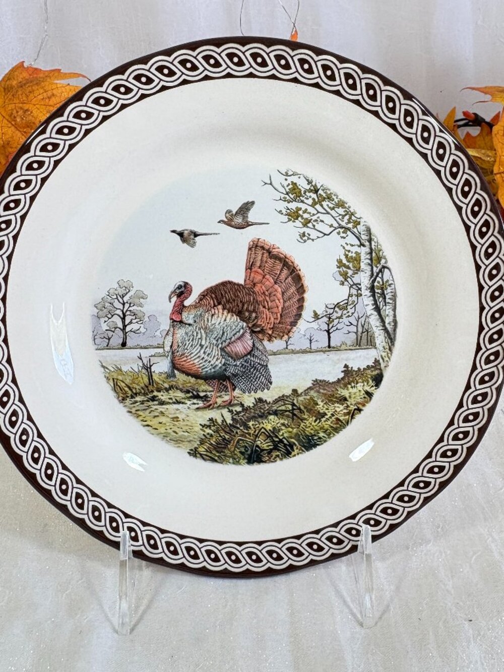 LEGEND British Heritage Earthenware Thanksgiving Turkey Salad Plates Set of 4